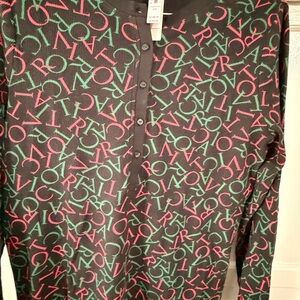 Victoria's Secret Black Long Sleeve and shorts with Red and Green Letters pajama